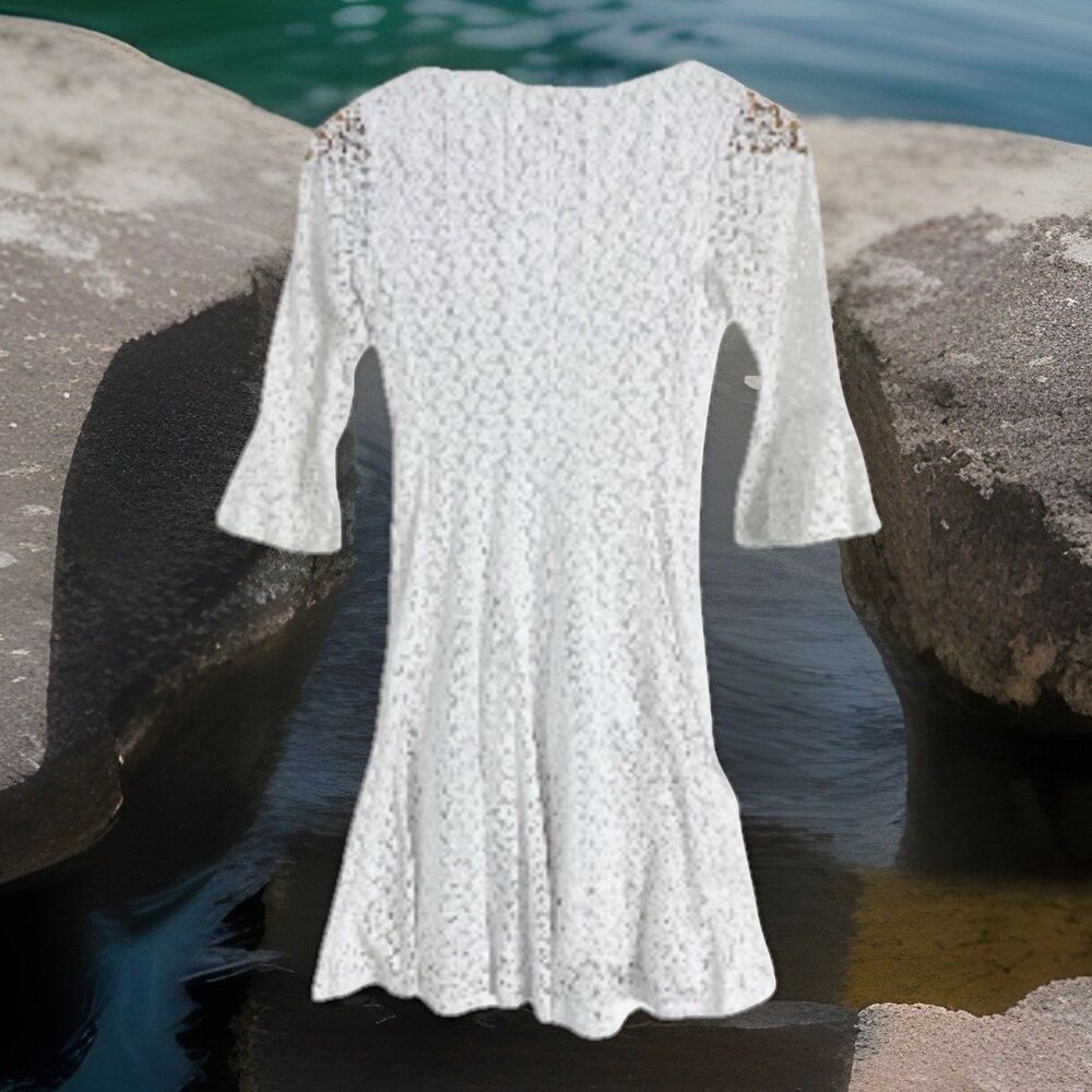 NWT Rabbit Rabbit Rabbit Lace fluffy Midi Dress Women's Sz 6 Boho Fairycore - Picture 3 of 7